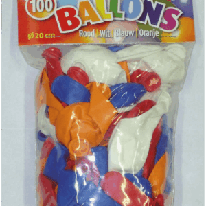 Ballon no. 8 pastel, zak met kopkaart, Rood,Wit,Blauw,Oranje