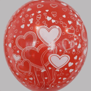 Ballon no. 12 kersenrood met harten