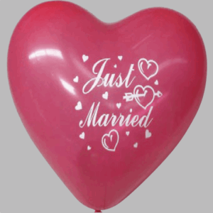 Hartballon no. 10 rood met Just Married