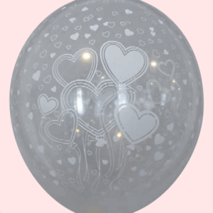 Ballon no. 12 transparant met met harten