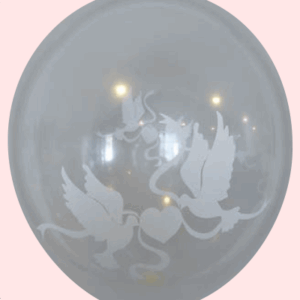 Ballon no. 12 transparant met met duiven/harten