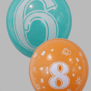 Ballon no. 12 pastel/deco assorti met cijfer 1