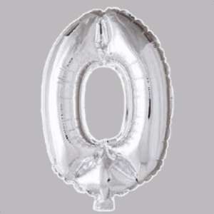 FOLIEBALLON NO. 16 ZILVER CIJFER NO. 0