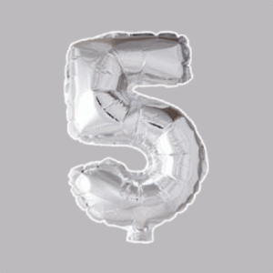 FOLIEBALLON NO. 16 ZILVER CIJFER NO. 5