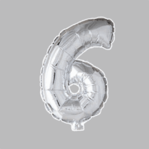 FOLIEBALLON NO. 16 ZILVER CIJFER NO. 6