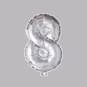 FOLIEBALLON NO. 16 ZILVER CIJFER NO. 8