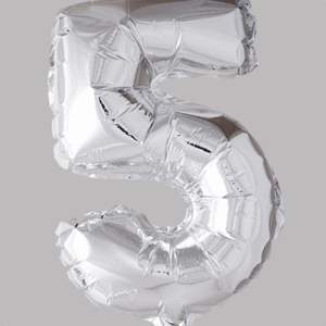 FOLIEBALLON No.5 Zilver 16 inch